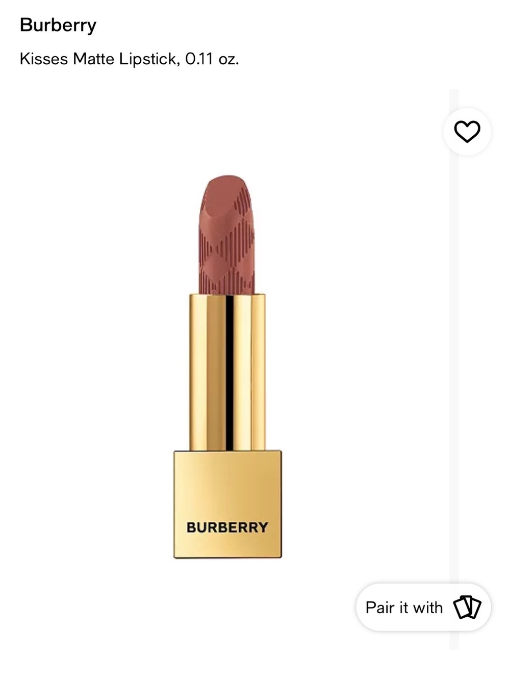 Burberry Lipstick in 90 matte cinnamon magnetic closure